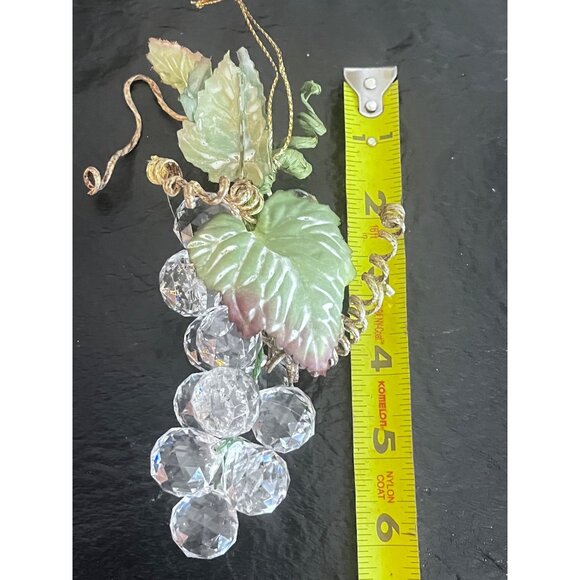 4 Sparkle Grape Cluster Christmas Ornaments Leaves & Gold Accents Vintage - Picture 7 of 7
